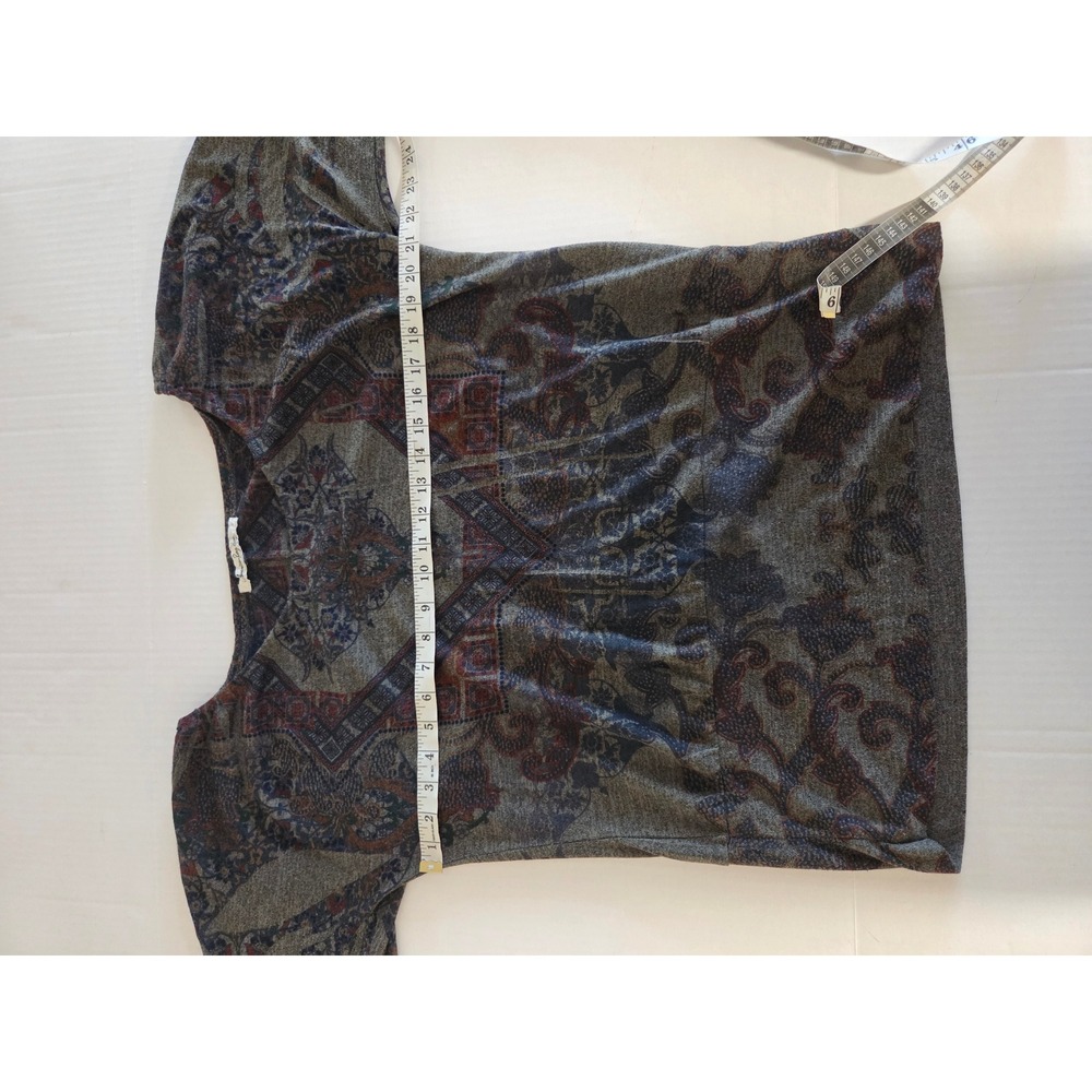 American Rag Cie Womens Paisley Medallion Print Long Sleeve Scoop Neck Top Green - Picture 4 of 6